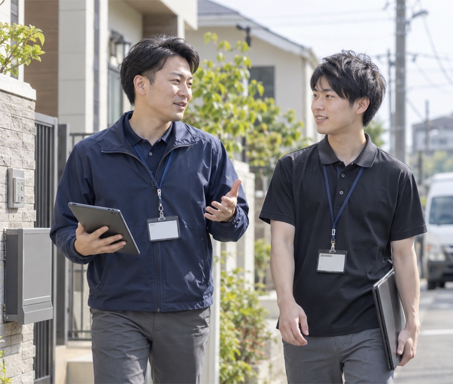 営業に同行し、現場で助言を受けるイメージ